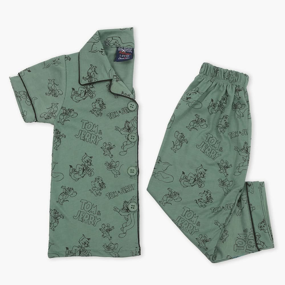 Boy's Half Sleeves Night Suit - Green, Boys Sets & Suits, Chase Value, Chase Value