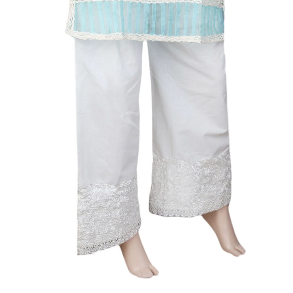 Women's Bell Bottom Embroidered Trouser - White, Women, Pants & Tights, Chase Value, Chase Value