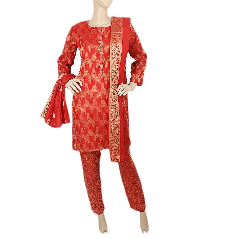 Women's Fancy 3pcs Suit - Red, Women, Shalwar Suits, Chase Value, Chase Value