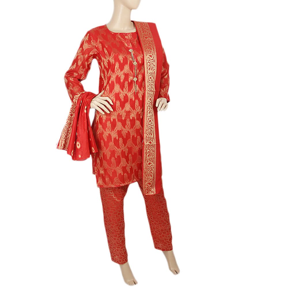 Women's Fancy 3pcs Suit - Red, Women, Shalwar Suits, Chase Value, Chase Value