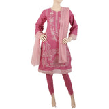 Women's Embroidered 3Pcs Suit With Sleeve Embroidered - Purple, Women, Shalwar Suits, Chase Value, Chase Value
