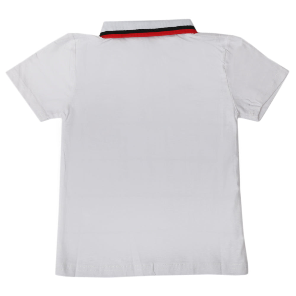 Boys Half Sleeves Polo T-Shirt - White, Boys T-Shirts, Chase Value, Chase Value