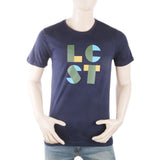 Men's Round Neck Half Sleeves T-Shirt - Navy Blue, Men, T-Shirts And Polos, Chase Value, Chase Value