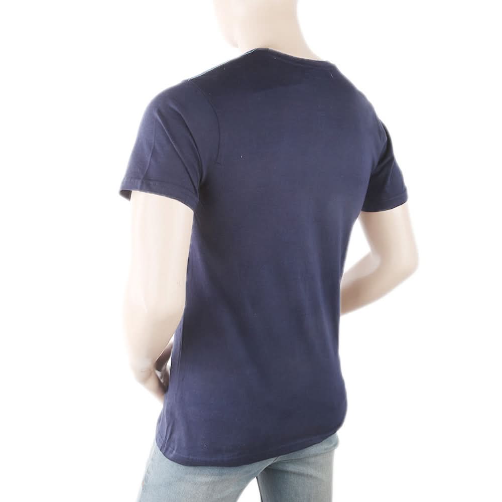 Men's Round Neck Half Sleeves T-Shirt - Navy Blue, Men, T-Shirts And Polos, Chase Value, Chase Value