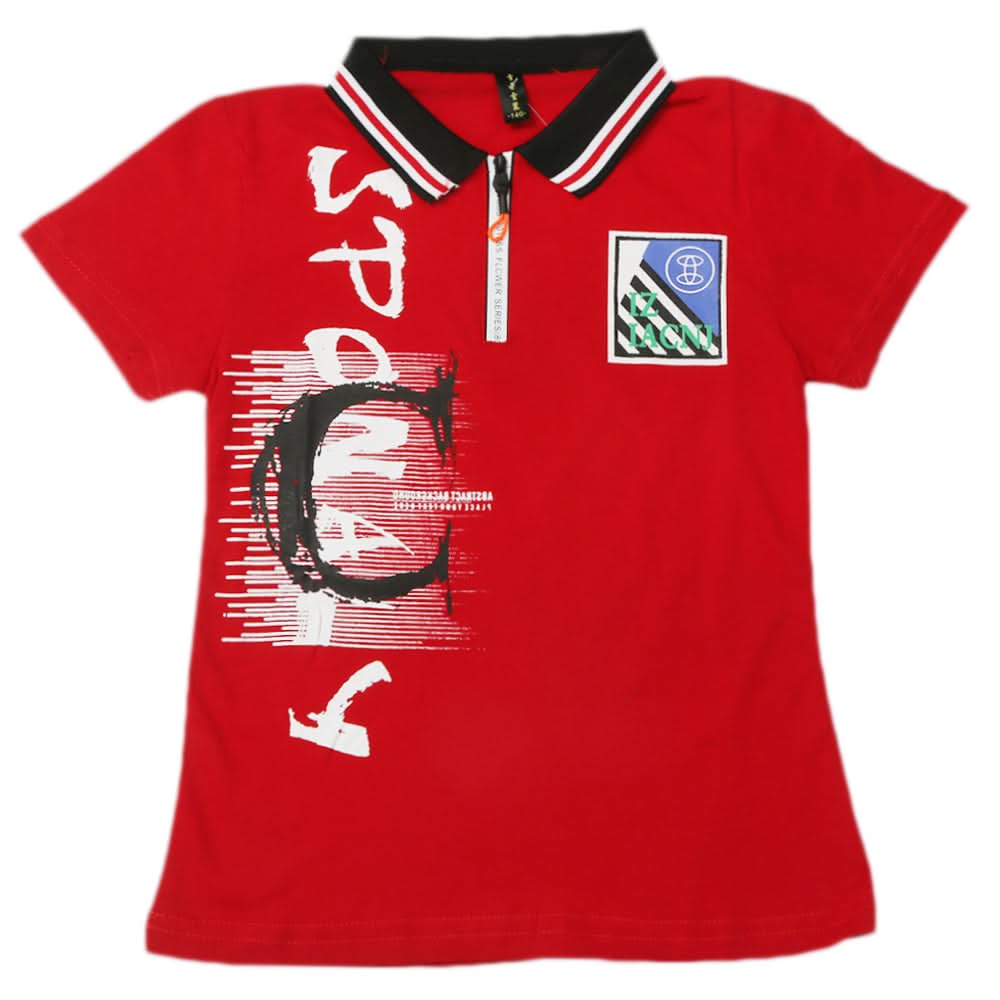 Boys Half Sleeves Polo T-Shirt - Red, Boys T-Shirts, Chase Value, Chase Value
