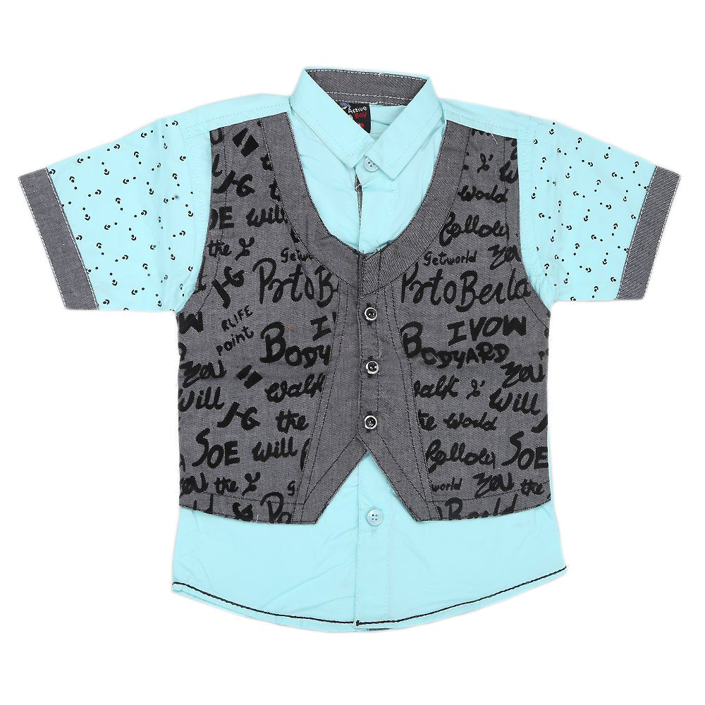 Boys Half Sleeves Casual Shirt - Cyan, Kids, Boys Shirts, Chase Value, Chase Value