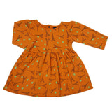 Girls Full Sleeves Frock - Light Brown, Girls Frocks, Chase Value, Chase Value