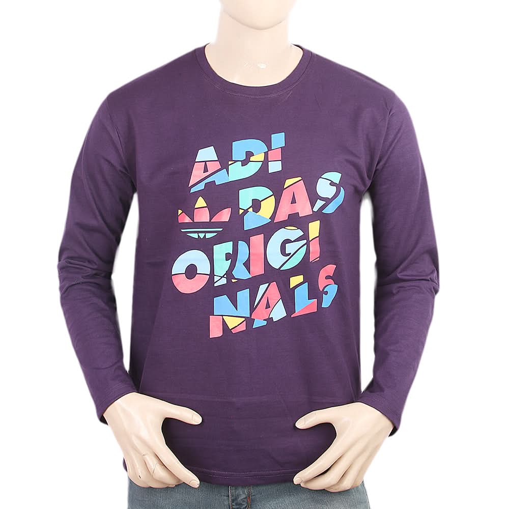 Men's Full Sleeves Printed T-Shirt - Purple, Men's T-Shirts & Polos, Chase Value, Chase Value