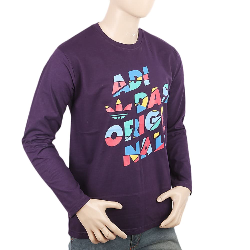 Men's Full Sleeves Printed T-Shirt - Purple, Men's T-Shirts & Polos, Chase Value, Chase Value