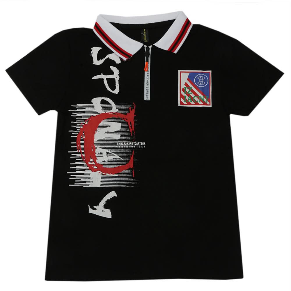 Boys Half Sleeves Polo T-Shirt - Black, Boys T-Shirts, Chase Value, Chase Value