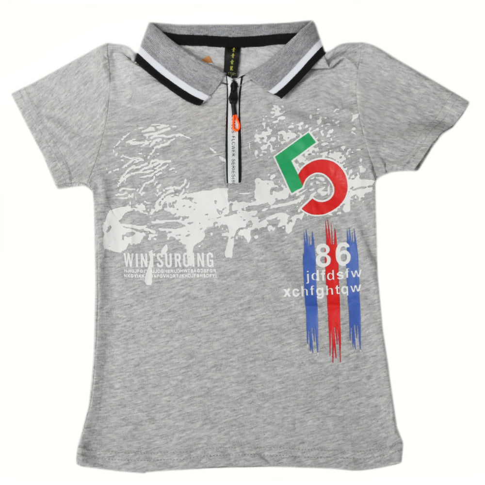 Boys Half Sleeves Polo T-Shirt - Light Grey, Boys T-Shirts, Chase Value, Chase Value