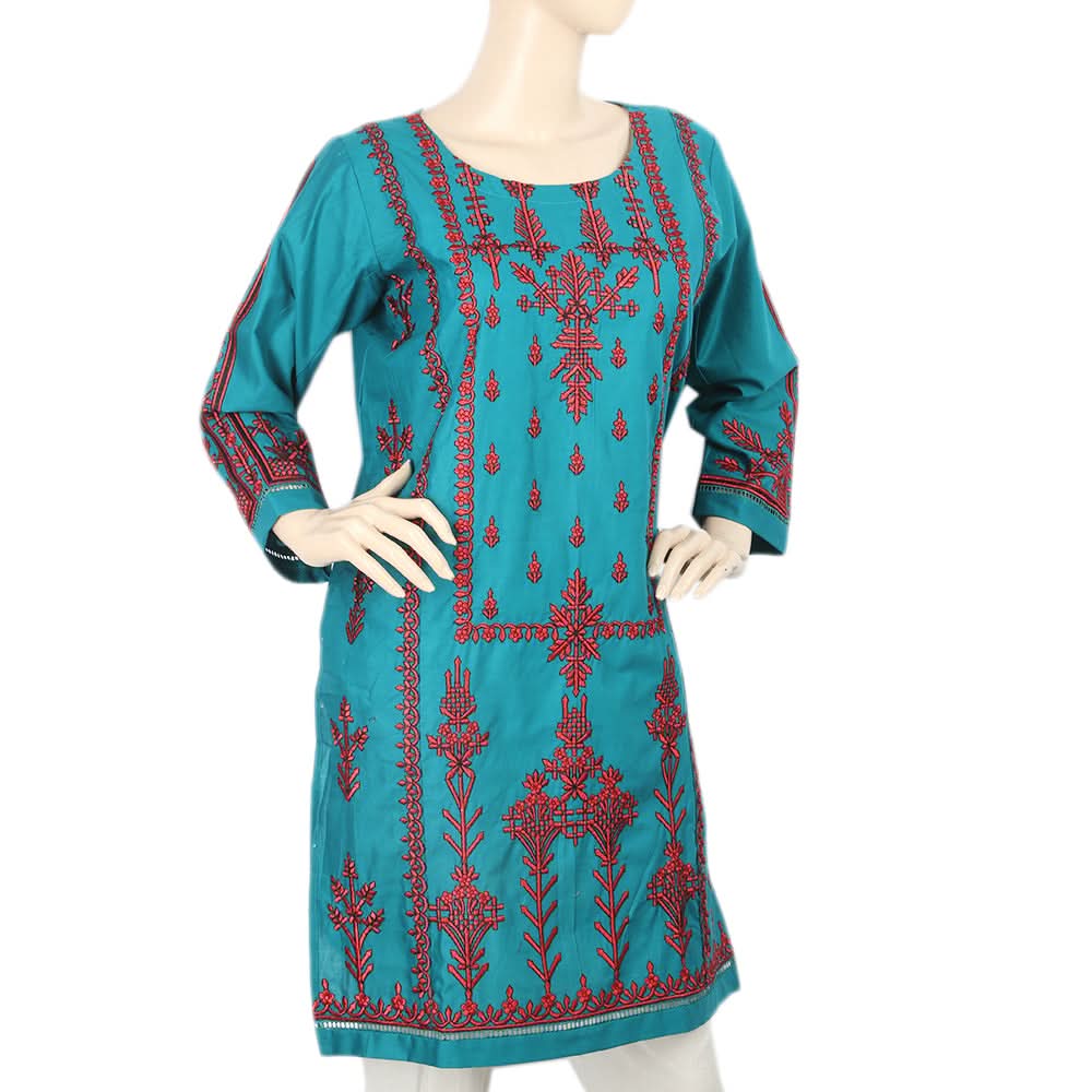 Women's Embroidered Kurti - Sea Green, Women, Ready Kurtis, Chase Value, Chase Value