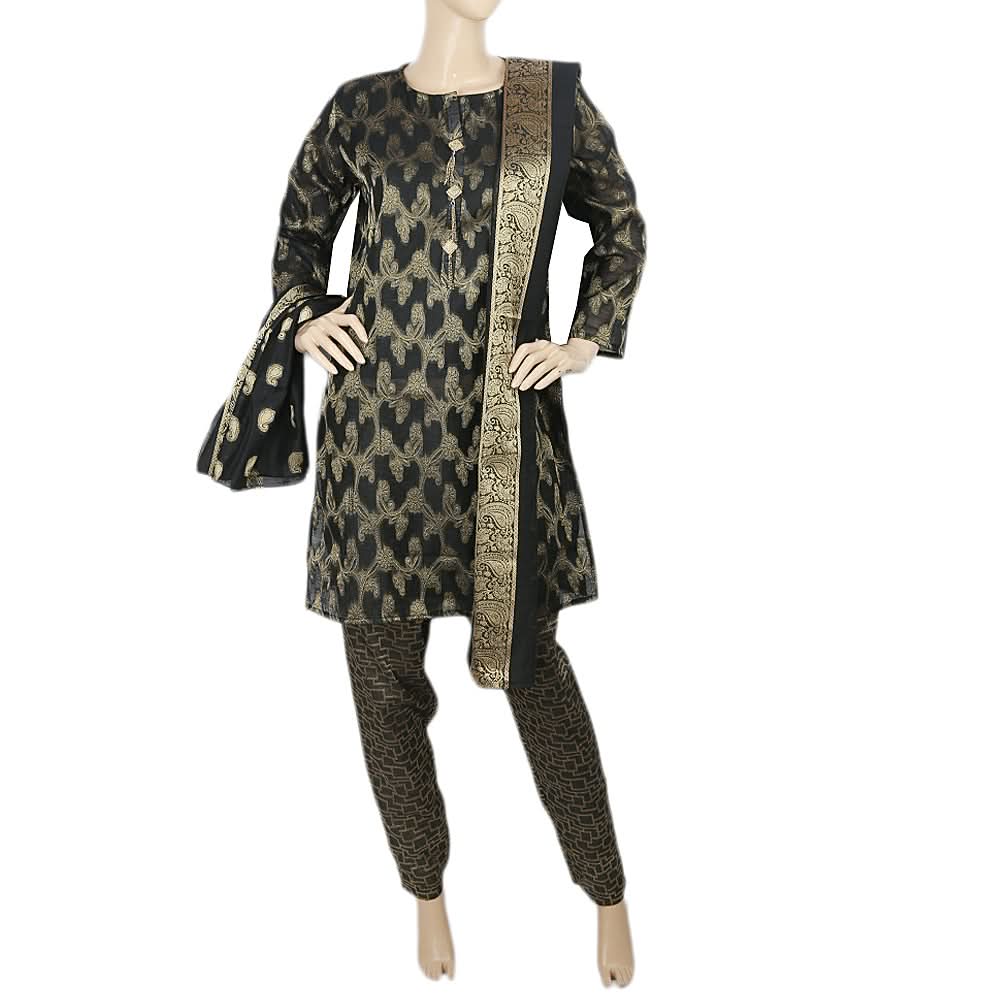 Women's Fancy 3pcs Suit - Black, Women, Shalwar Suits, Chase Value, Chase Value