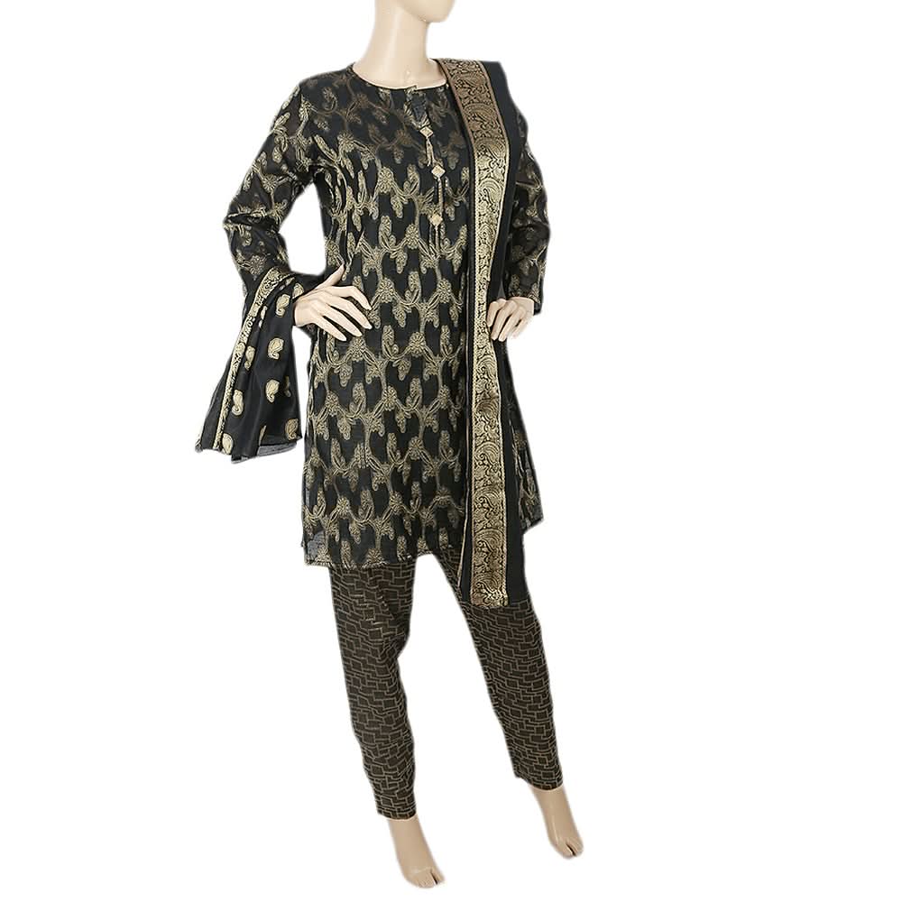 Women's Fancy 3pcs Suit - Black, Women, Shalwar Suits, Chase Value, Chase Value