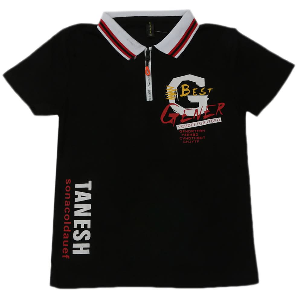 Boys Half Sleeves Polo T-Shirt - Black, Boys T-Shirts, Chase Value, Chase Value