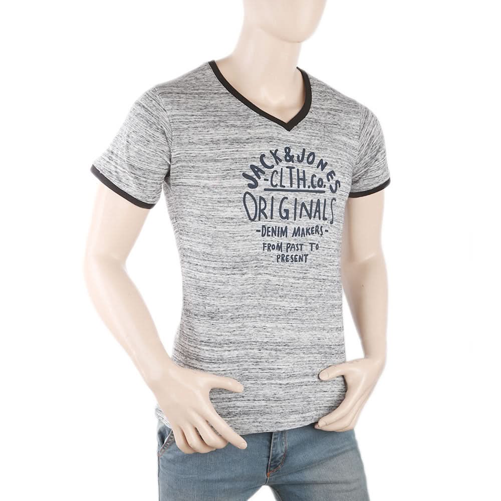 Men's Round Neck Half Sleeves T-Shirt - Grey, Men, T-Shirts And Polos, Chase Value, Chase Value