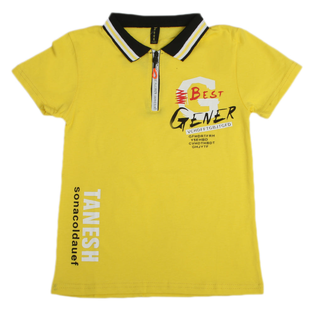 Boys Half Sleeves Polo T-Shirt - Yellow, Boys T-Shirts, Chase Value, Chase Value
