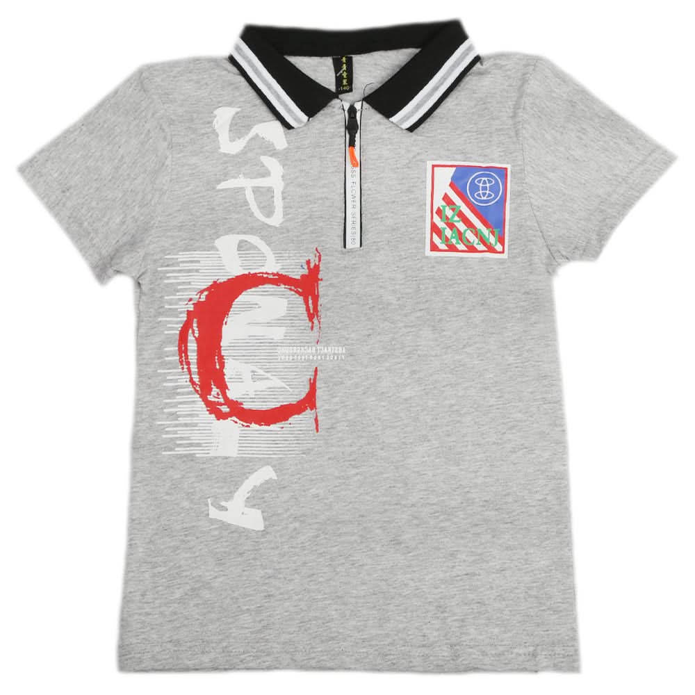 Boys Half Sleeves Polo T-Shirt - Grey, Boys T-Shirts, Chase Value, Chase Value