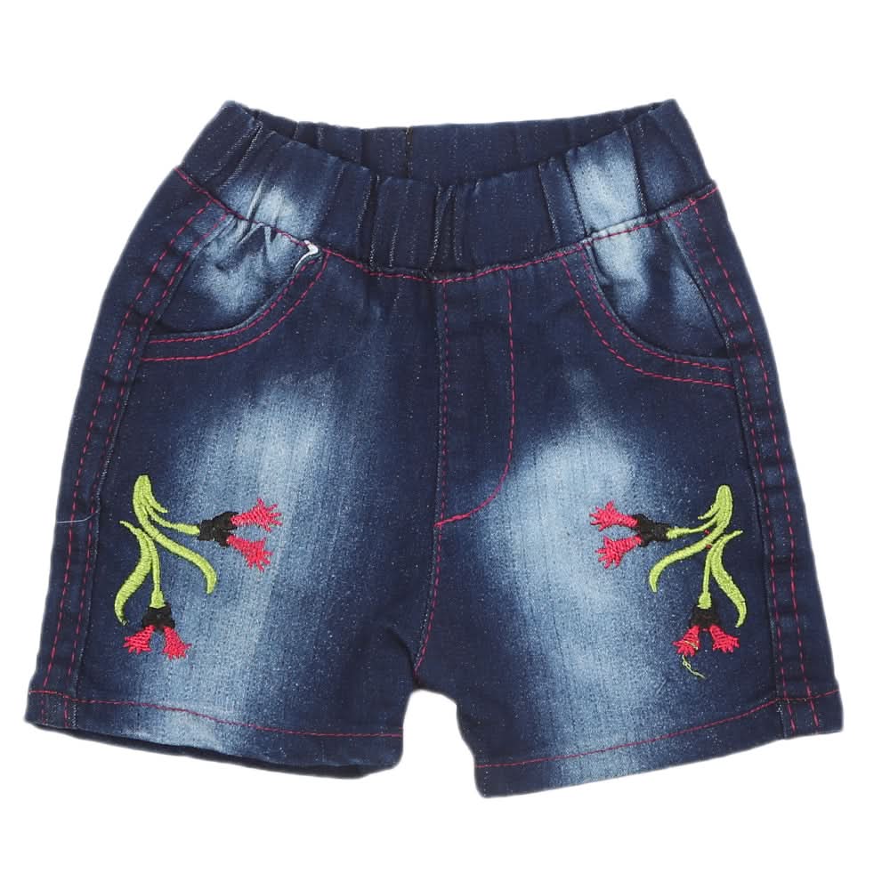 Newborn Girls Denim Short - Dark Blue, Newborn Girls Shorts Skirts & Pants, Chase Value, Chase Value