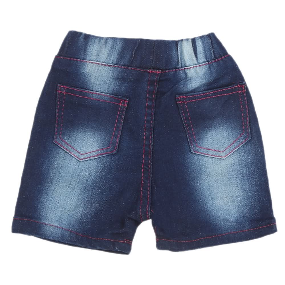 Newborn Girls Denim Short - Dark Blue, Newborn Girls Shorts Skirts & Pants, Chase Value, Chase Value