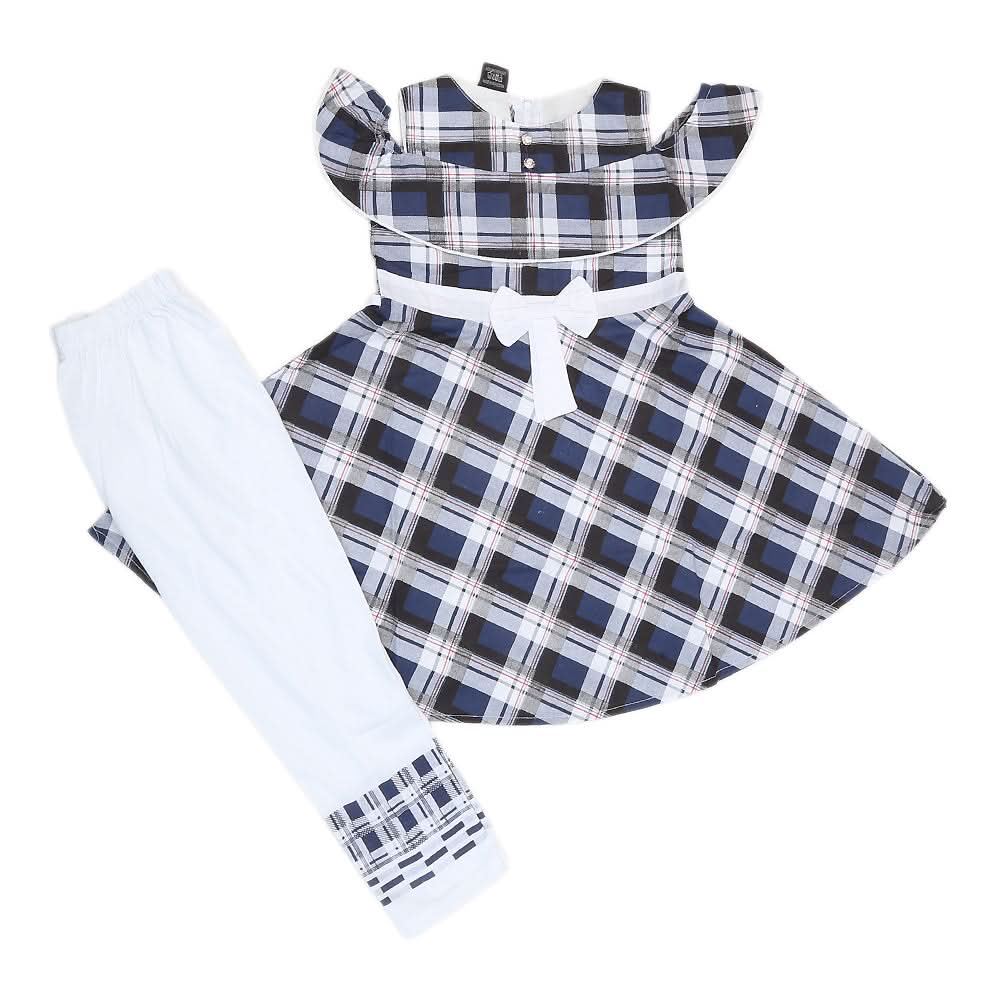 Girls Half Sleeves Suit 1663 - Navy Blue, Kids, Girls Sets And Suits, Chase Value, Chase Value