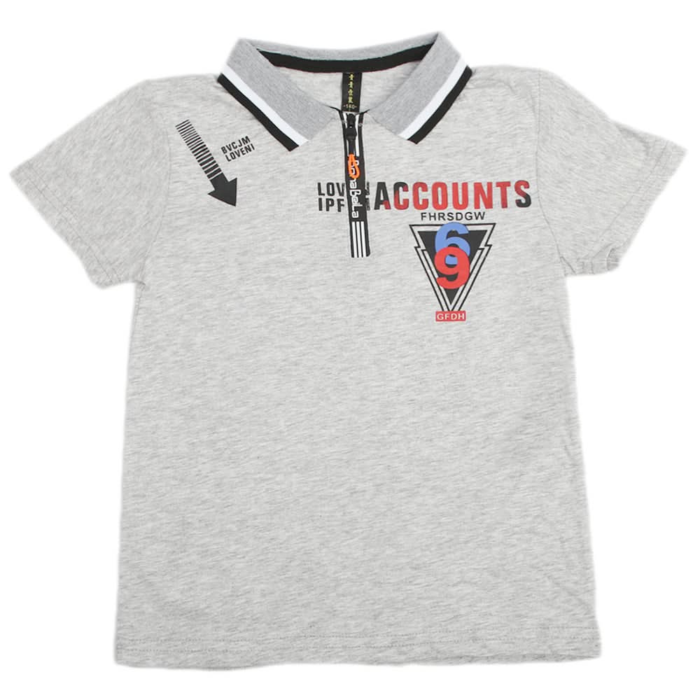 Boys Half Sleeves Polo T-Shirt - Grey, Boys T-Shirts, Chase Value, Chase Value