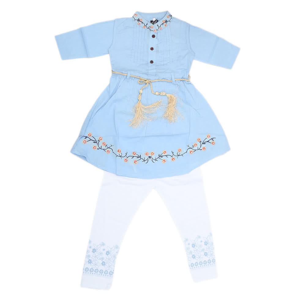 Girls Half Sleeves Suit 277 - Blue, Kids, Girls Sets And Suits, Chase Value, Chase Value