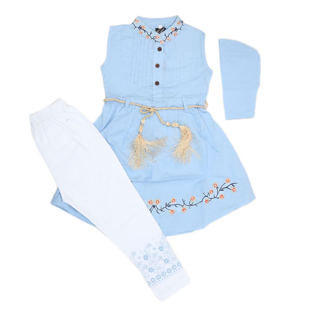 Girls Half Sleeves Suit 277 - Blue, Kids, Girls Sets And Suits, Chase Value, Chase Value