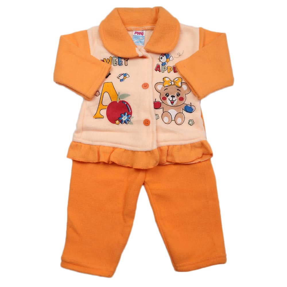 Newborn Girls Polar Full Sleeves Suit - Orange, Kids, New Born Girls Sets And Suits, Chase Value, Chase Value