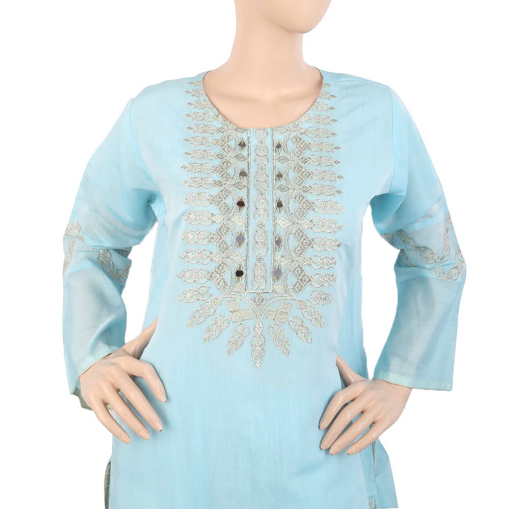 Women's Fancy 3Pcs Suit With Stone - Blue, Women, Shalwar Suits, Chase Value, Chase Value