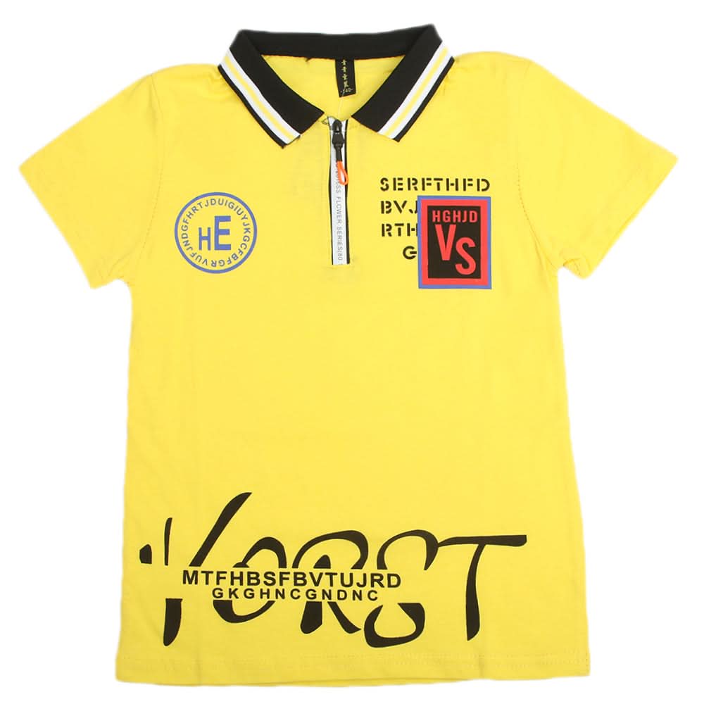 Boys Half Sleeves Polo T-Shirt - Yellow, Boys T-Shirts, Chase Value, Chase Value