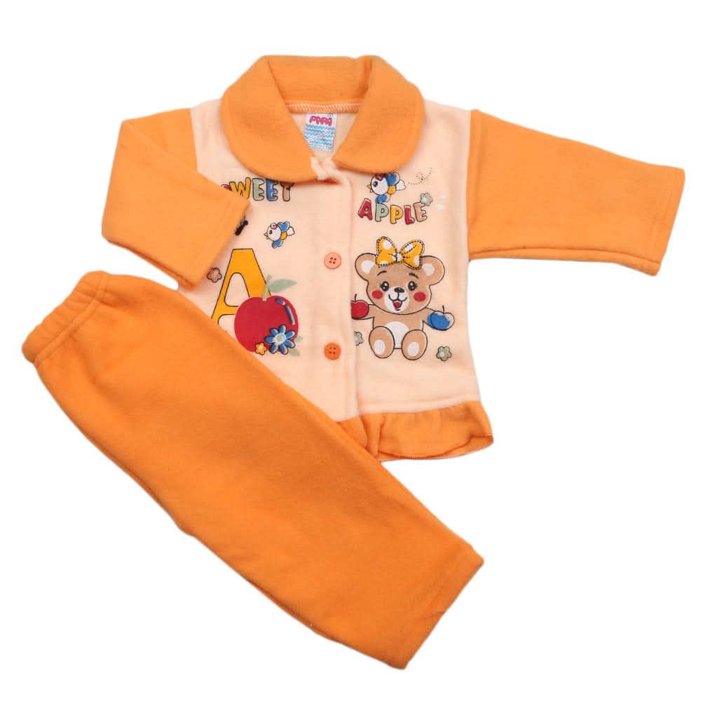Newborn Girls Polar Full Sleeves Suit - Orange, Kids, New Born Girls Sets And Suits, Chase Value, Chase Value