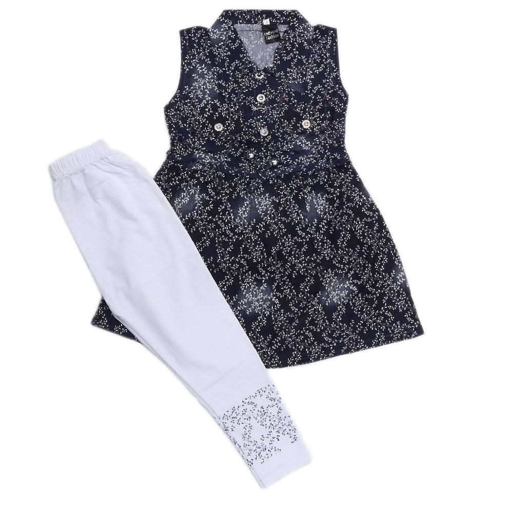 Girls Half Sleeves Suit 365 - Navy Blue, Kids, Girls Sets And Suits, Chase Value, Chase Value