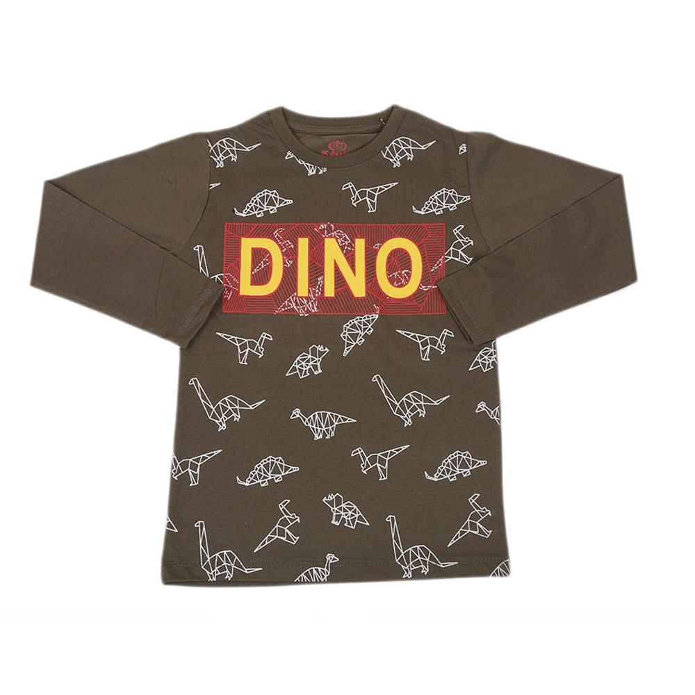 Boys Full Sleeves T-Shirt - Olive Green, Kids, Boys T-Shirts, Chase Value, Chase Value