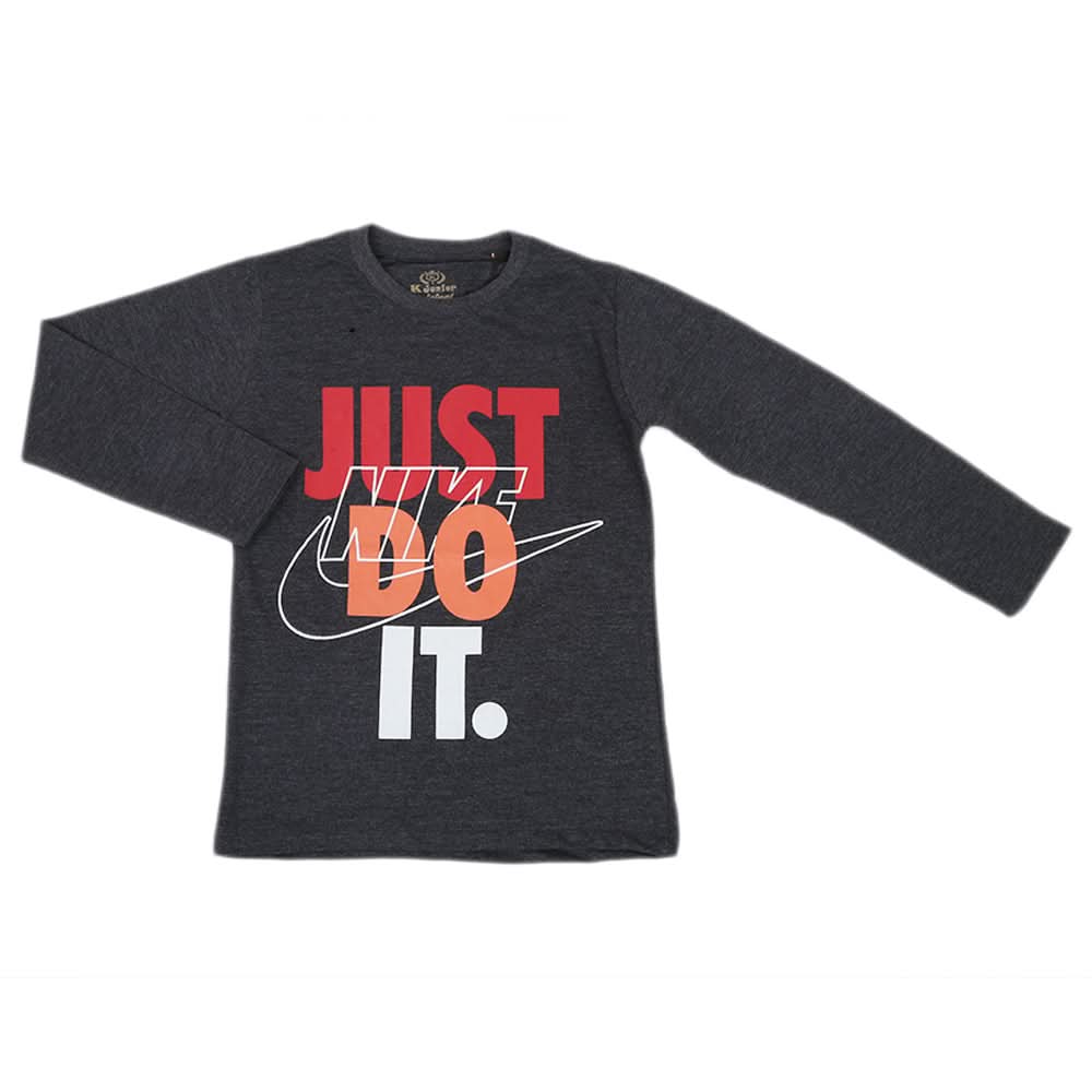 Boys Full Sleeves T-Shirt - Dark Grey, Kids, Boys T-Shirts, Chase Value, Chase Value