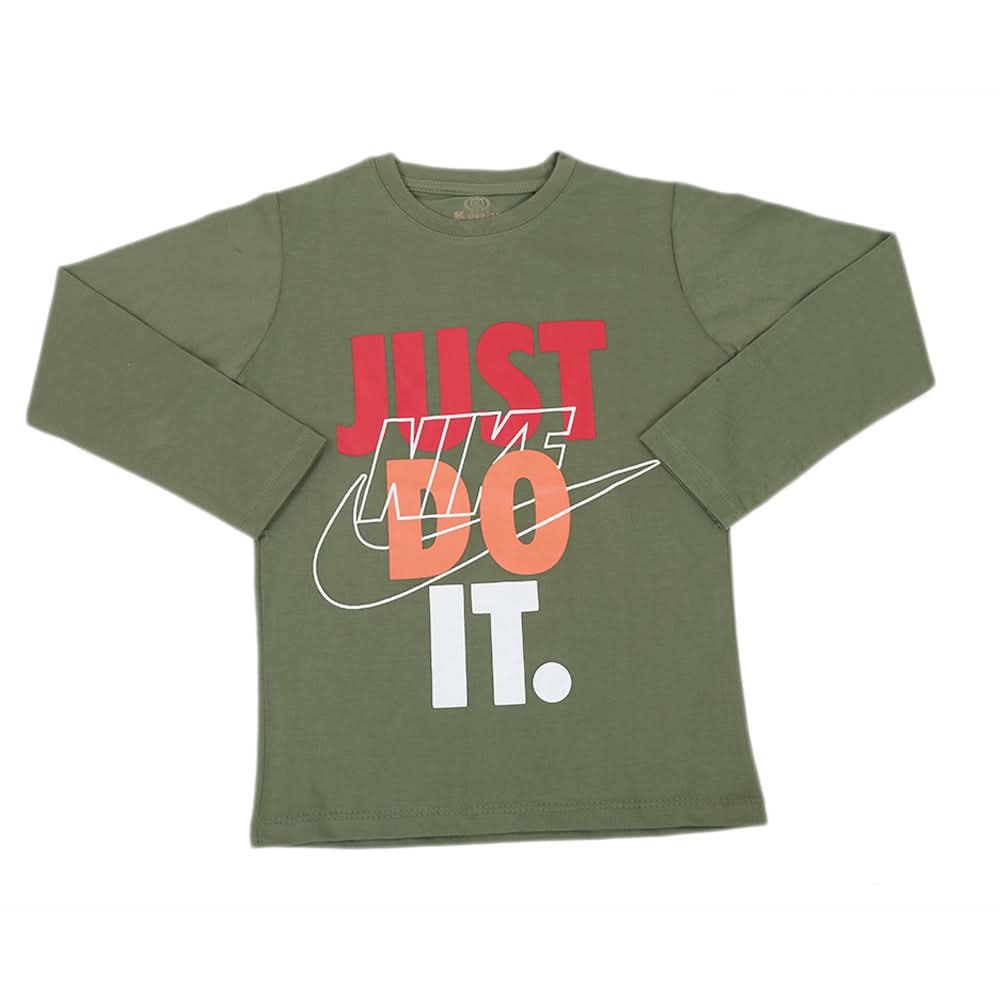 Boys Full Sleeves T-Shirt - Olive Green, Kids, Boys T-Shirts, Chase Value, Chase Value