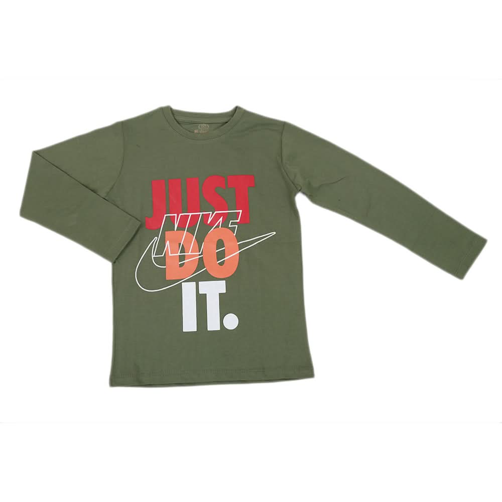 Boys Full Sleeves T-Shirt - Olive Green, Kids, Boys T-Shirts, Chase Value, Chase Value