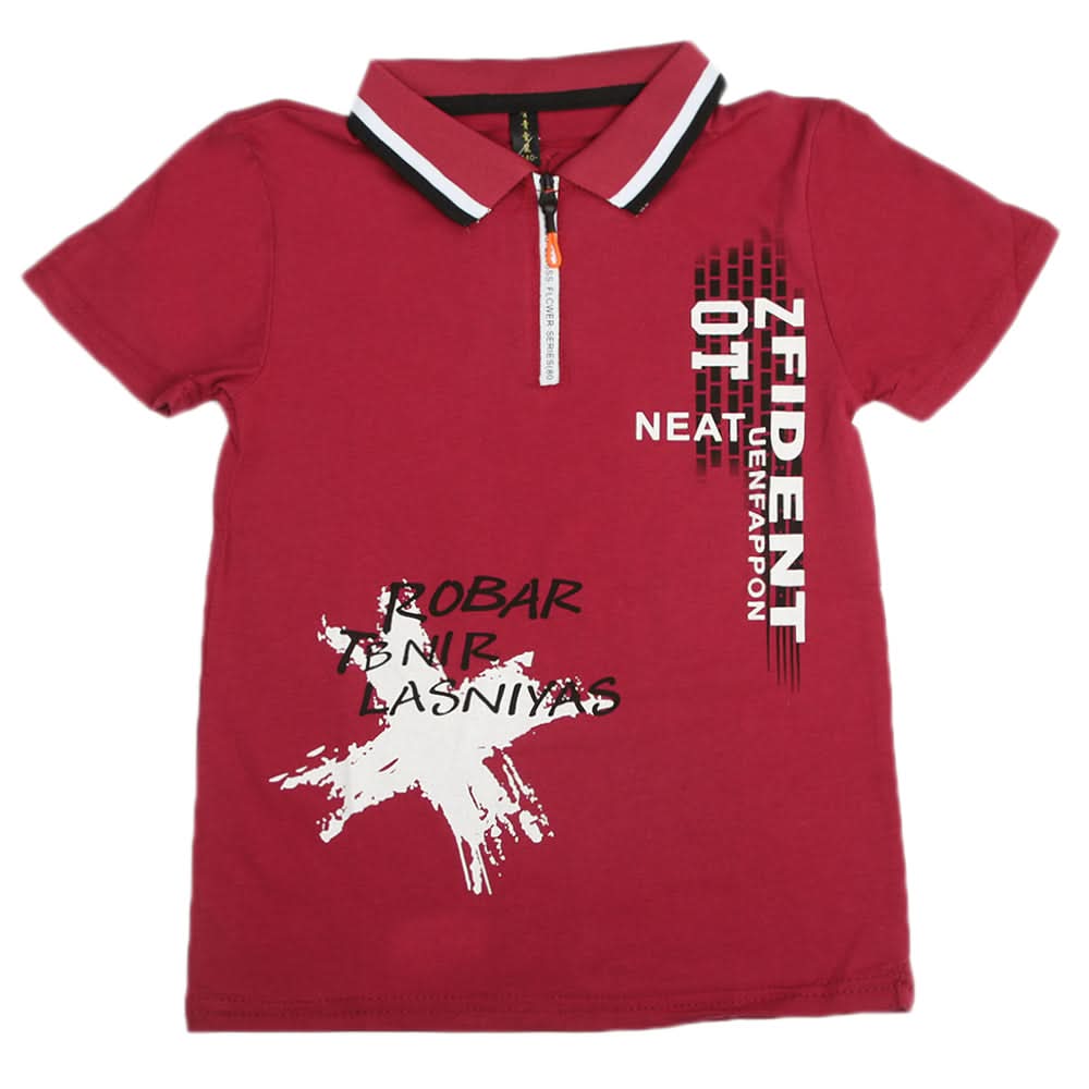Boys Half Sleeves Polo T-Shirt - Maroon, Boys T-Shirts, Chase Value, Chase Value