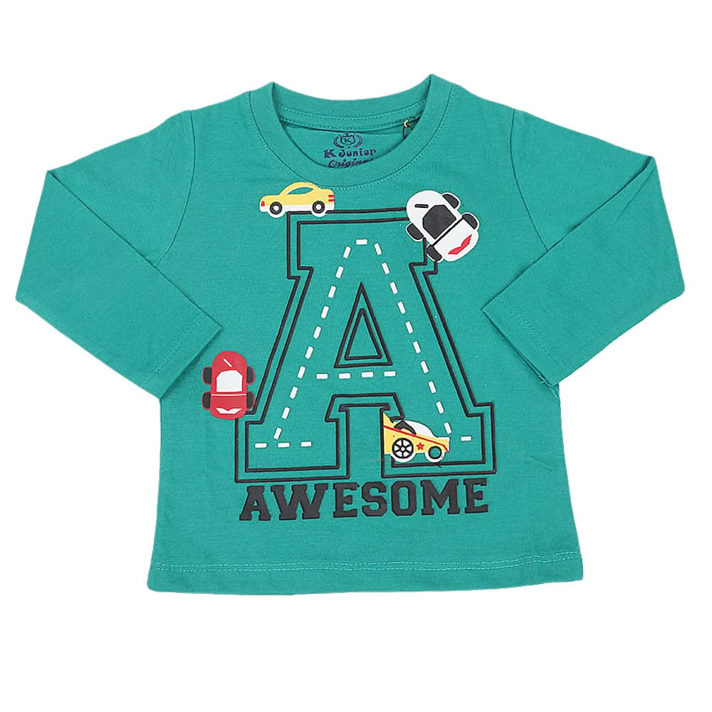 Boys Full Sleeves T-Shirt - Green, Kids, Boys T-Shirts, Chase Value, Chase Value