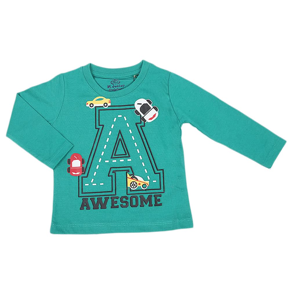 Boys Full Sleeves T-Shirt - Green, Kids, Boys T-Shirts, Chase Value, Chase Value