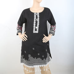 Women's Embroidered Kurti With Lace - Black, Women, Ready Kurtis, Chase Value, Chase Value