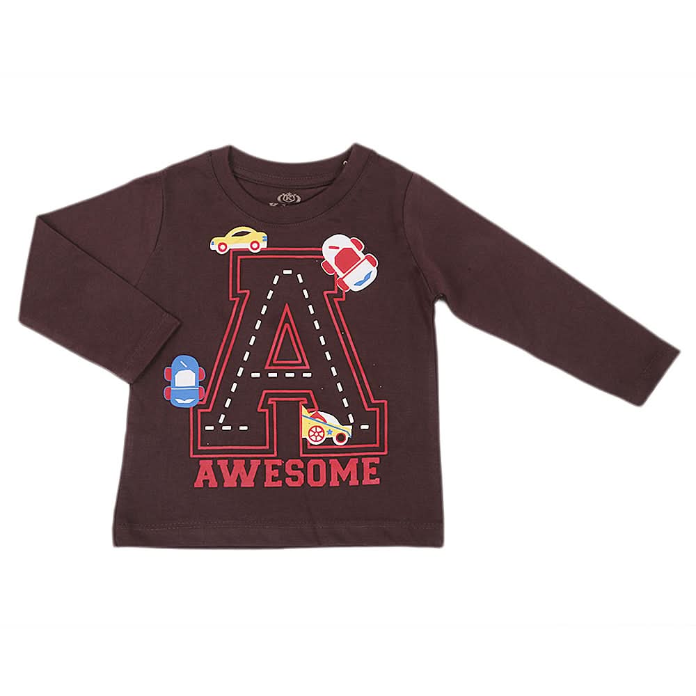 Boys Full Sleeves T-Shirt - Brown, Kids, Boys T-Shirts, Chase Value, Chase Value