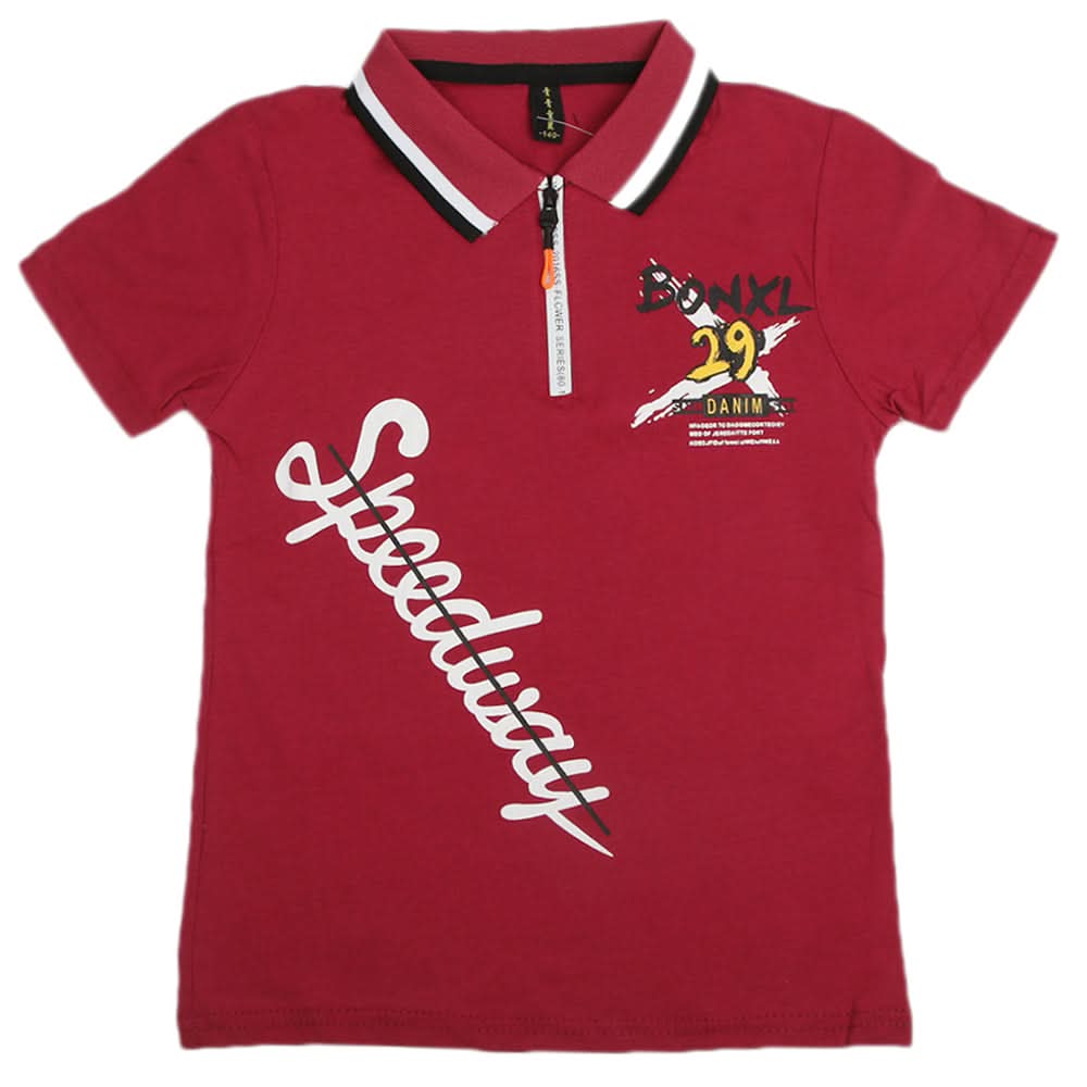 Boys Half Sleeves Polo T-Shirt - Maroon, Boys T-Shirts, Chase Value, Chase Value