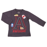 Boys Full Sleeves T-Shirt - Grey, Kids, Boys T-Shirts, Chase Value, Chase Value