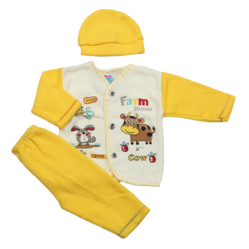 Newborn Boys Polar Full Sleeves Suit - Yellow, Kids, New Born Boys Sets And Suits, Chase Value, Chase Value