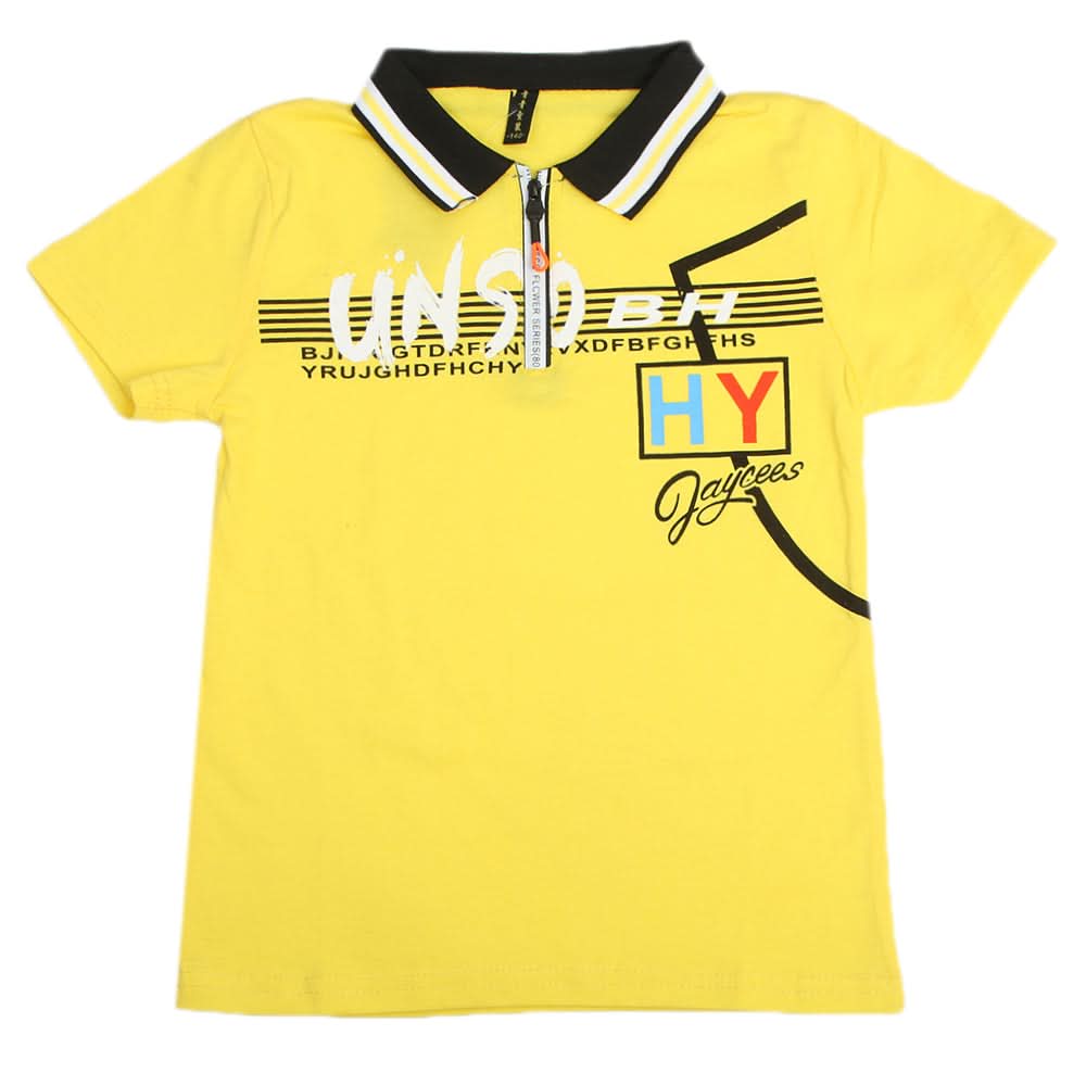 Boys Half Sleeves Polo T-Shirt - Yellow, Boys T-Shirts, Chase Value, Chase Value