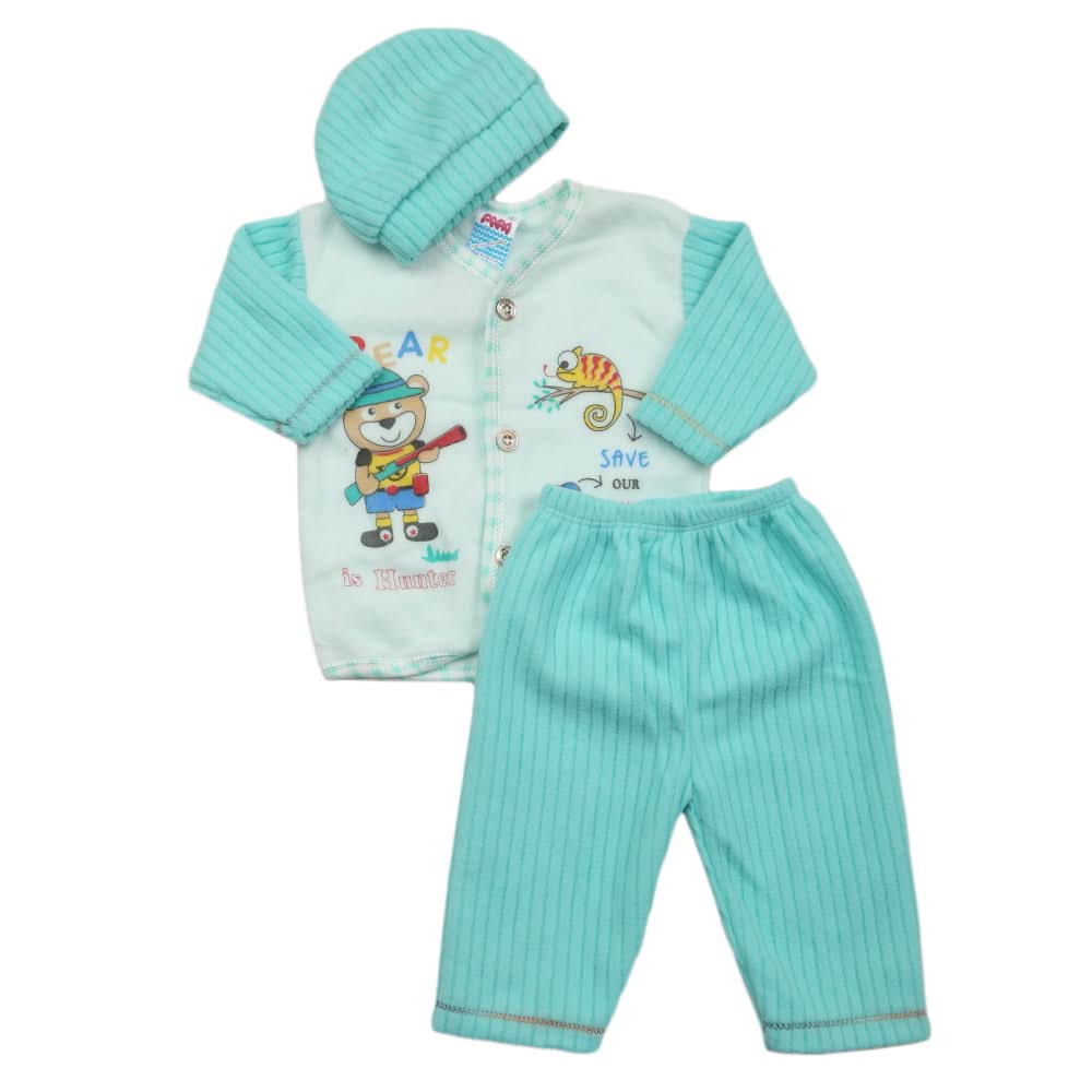 Newborn Boys Polar Full Sleeves Suit - Sea Green, Kids, New Born Boys Sets And Suits, Chase Value, Chase Value