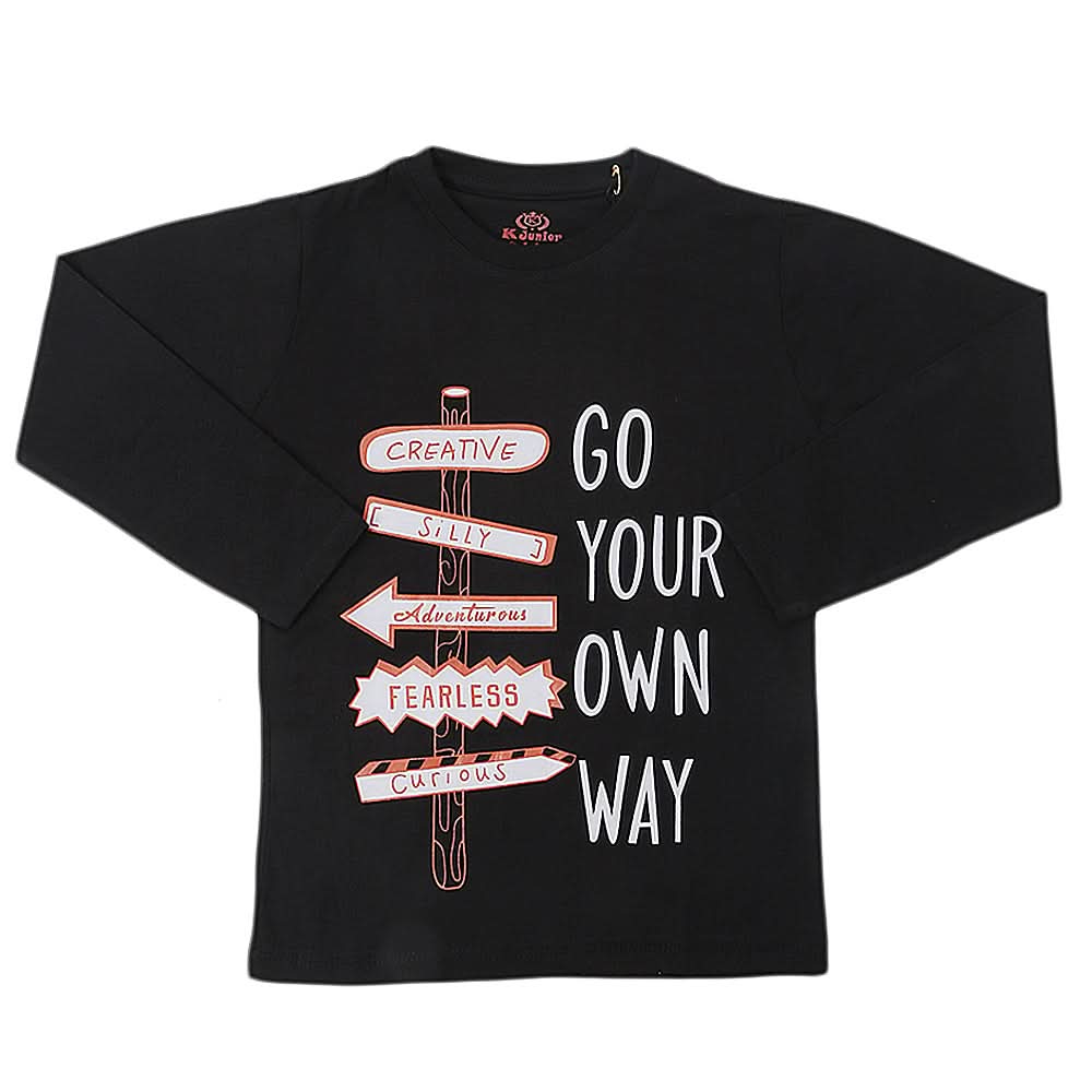 Boys Full Sleeves T-Shirt - Black, Kids, Boys T-Shirts, Chase Value, Chase Value