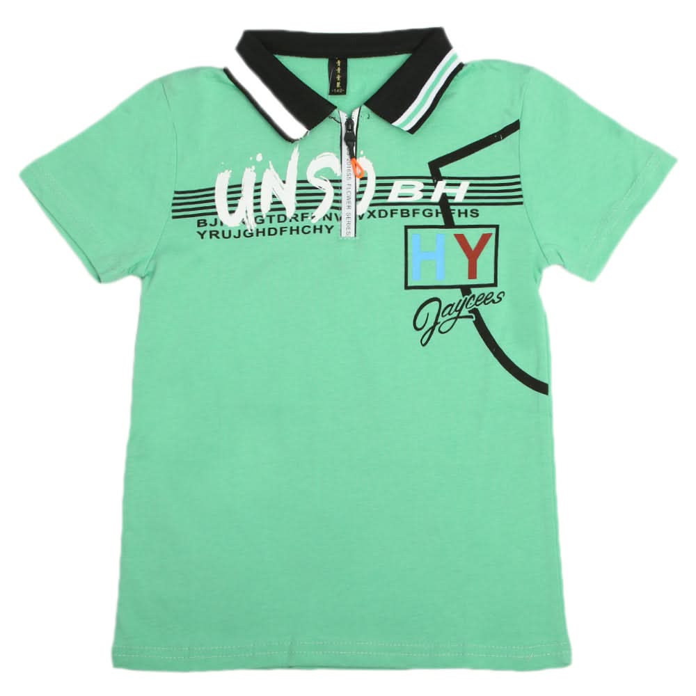 Boys Half Sleeves Polo T-Shirt - Sea Green, Boys T-Shirts, Chase Value, Chase Value