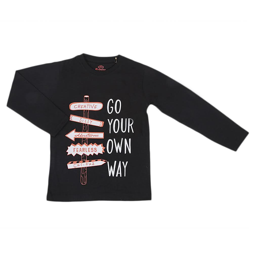 Boys Full Sleeves T-Shirt - Black, Kids, Boys T-Shirts, Chase Value, Chase Value